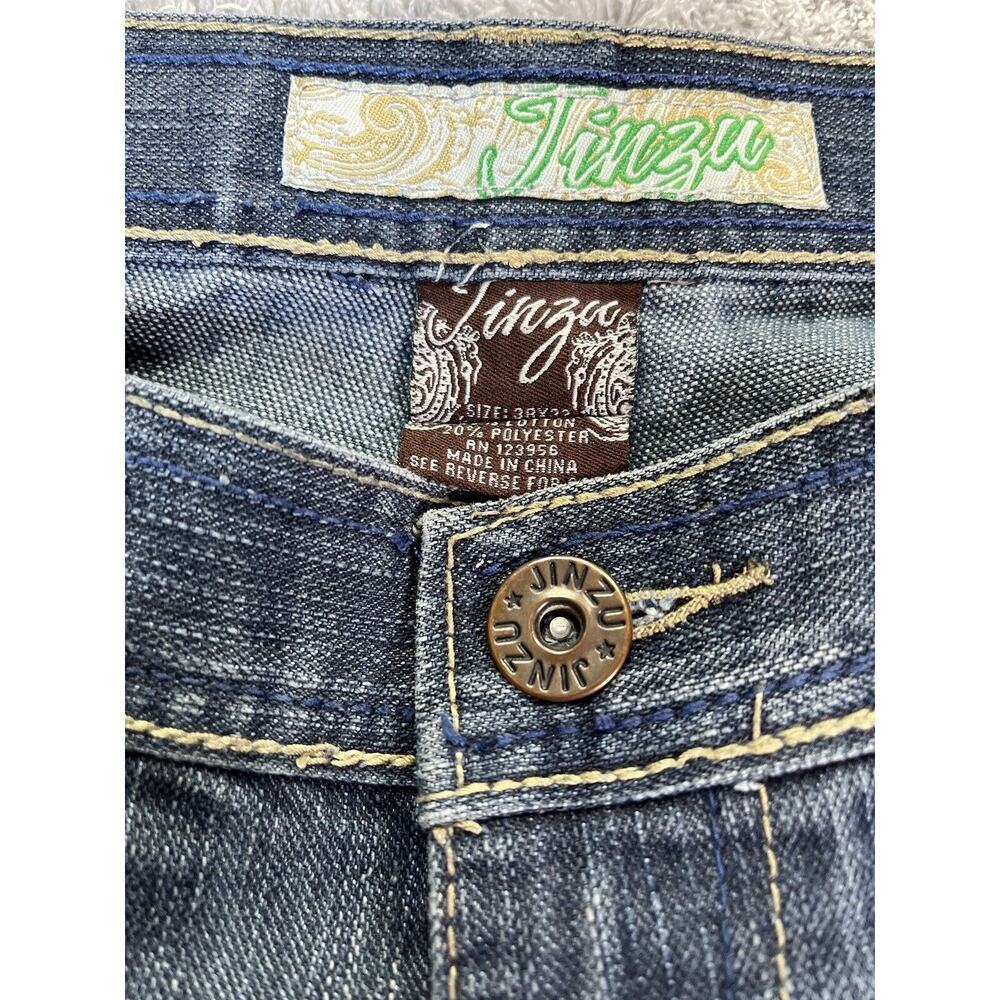 Vintage Jinzu Jeans Men's 38x30 Blue Denim Streetwear Skater Embroidered Y2K - Picture 3 of 10